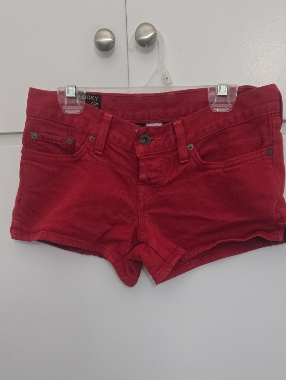 Lucky Brand Red Low-Rise Denim Shorts
